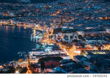 Kusadasi, Aydin Province, Turkey. Waterfront And Kusadasi Cityscape In Summer Evening. Night Scenic 59708342