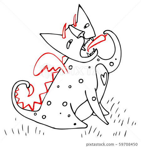 Сat chewing hot pepper 59708450