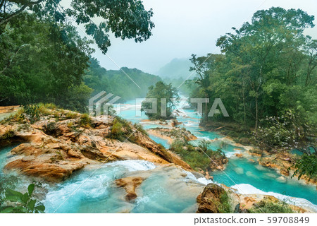 Cascadas de Agua Azul waterfalls. Agua Azul. Yucatan. Mexico Cascadas de Agua Azul waterfalls. Agua Azul. Yucatan. Mexico 59708849