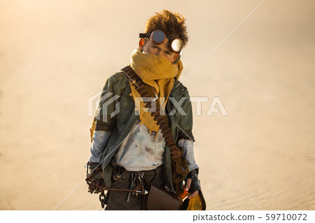 Post-apocalyptic Boy Outdoors in a Wasteland 59710072