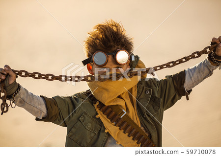 Post-apocalyptic Boy Outdoors in a Wasteland 59710078