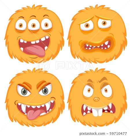 Set of yellow monster facial expression 59710477