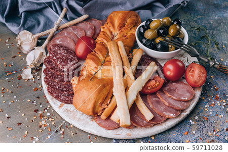 Closeup assorted from meat and cheese Closeup assorted from meat and cheese 59711028