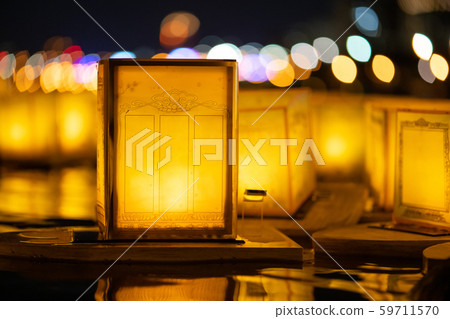 標題燈籠水槽，Toro水槽，Rantoukai，Bon節，夜景，藤川口湖 59711570