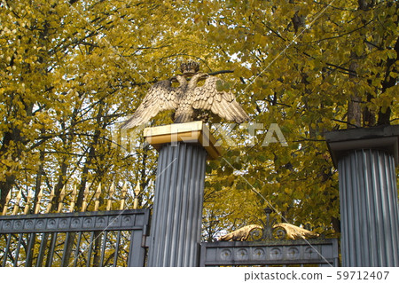 Image of the Russian Imperial eagle on the fence of the Cathedral Image of the Russian Imperial eagle on the fence of the Cathedral 59712407