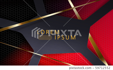 Geometric red composition with overlapping polygonal abstract frames and gold stripes with shadow. Geometric red composition with overlapping polygonal abstract frames and gold stripes with shadow. 59712552