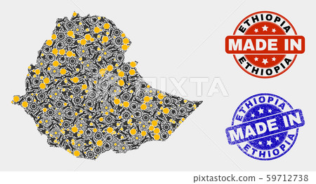 Mosaic Ethiopia Map of Industrial Items and Made In Grunge Seal Mosaic Ethiopia Map of Industrial Items and Made In Grunge Seal 59712738