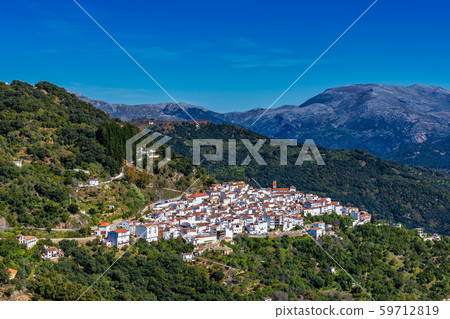 White Andalusian village, pueblo blanco Algatocin. Province of Malaga, Spain 59712819