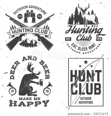 Set of Hunting club badge. Vector. Concept for shirt, label, print, stamp. Vintage typography design Set of Hunting club badge. Vector. Concept for shirt, label, print, stamp. Vintage typography design 59713273