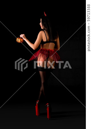 Show girl in sexy lingerie full-length rearview 59713388