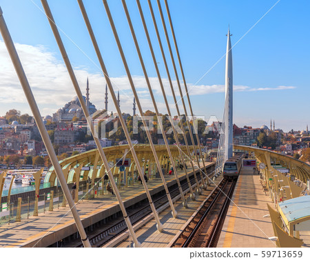 Halic Metro Bridge train platform and the Halic Metro Bridge train platform and the 59713659