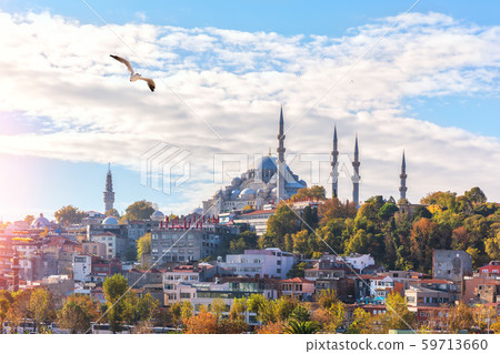 Suleymaniye Mosque on the hill of Istanbul, view Suleymaniye Mosque on the hill of Istanbul, view 59713660