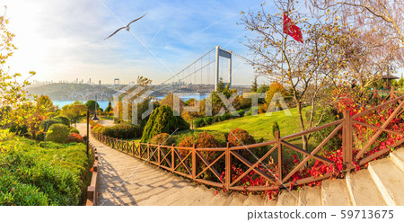 The Fatih Sultan Mehmet Bridge, beautiful autumn 59713675