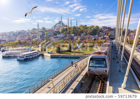 Halic metro bridge and view on the Suleymaniye 59713679