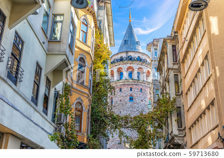 Galata Tower in the wonderful old street of 59713680