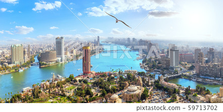 Modern Cairo downtown, view on the Nile from the Modern Cairo downtown, view on the Nile from the 59713702