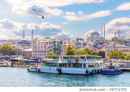 Istanbul sights view: the Eminonu pier, the Rustem Istanbul sights view: the Eminonu pier, the Rustem 59713703