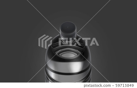 Blank transparent plastic bottle with black cap 59713849