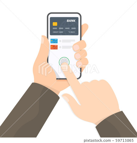 Payment page and credit card on smartphone screen 59713865