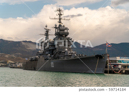 Russia. Krasnodar region. The legendary light artillery cruiser Mikhail Kutuzov, now a Museum at the pier in Novorossiysk. Russia. Krasnodar region. The legendary light artillery cruiser Mikhail Kutuzov, now a Museum at the pier in Novorossiysk. 59714184
