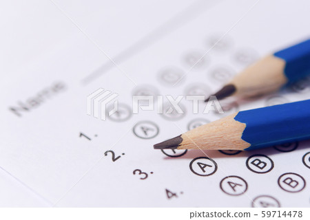 Pencil on answer sheets or Standardized test form Pencil on answer sheets or Standardized test form 59714478