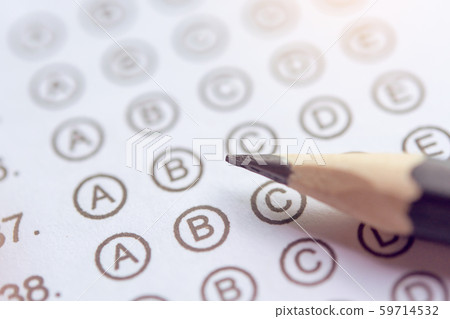 Pencil on answer sheets or Standardized test form Pencil on answer sheets or Standardized test form 59714532