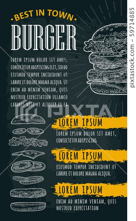 Restaurant or cafe menu burger with text. Vintage Restaurant or cafe menu burger with text. Vintage 59714885