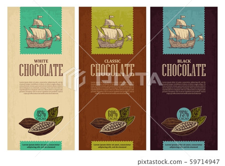 Set of label for chocolate with fruits cocoa beans Set of label for chocolate with fruits cocoa beans 59714947