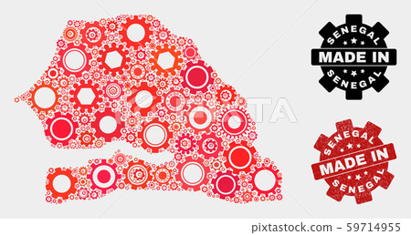 Mosaic Senegal Map of Gear Items and Grunge Stamp Mosaic Senegal Map of Gear Items and Grunge Stamp 59714955