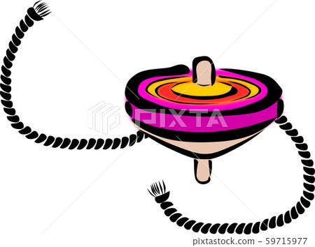 A string for turning colorful spinning tops, which is one of the traditional Japanese toys A string for turning colorful spinning tops, which is one of the traditional Japanese toys 59715977