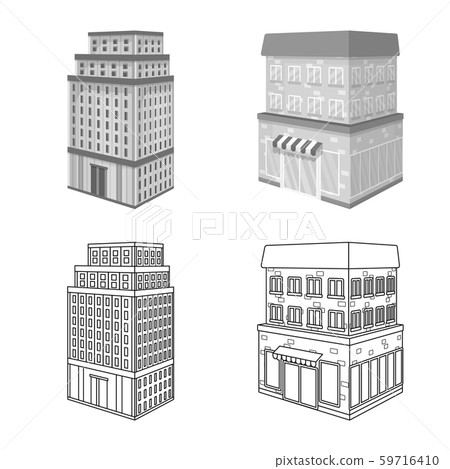 Vector design of construction and building symbol. Set of construction and estate stock symbol for 59716410