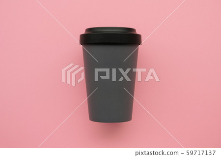 Reusable stylish eco friendly grey bamboo cup on pink background. 59717137