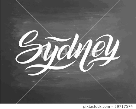 Hand written city name. Hand lettering calligraphy. Sydney. Hand made Lettering, illustration Hand written city name. Hand lettering calligraphy. Sydney. Hand made Lettering, illustration 59717574