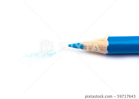 Blue pencil drawing test on white paper. 59717643