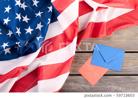 USA flag, red and blue envelopes. 59718603