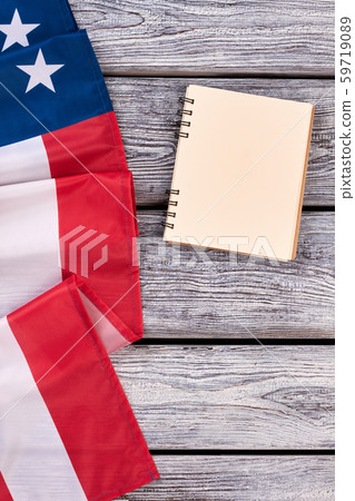 Border from USA flag and notebook. Border from USA flag and notebook. 59719089