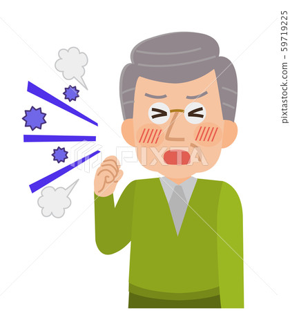 老人祖父不適，咳嗽圖 59719225