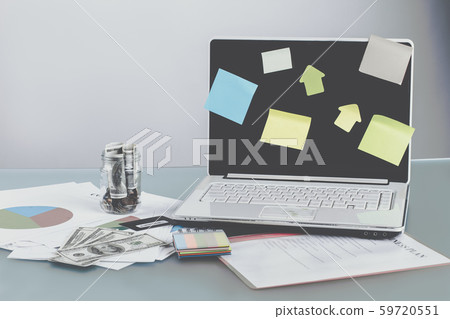 Laptop with stickers. 59720551