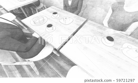 咖啡廳休息區,白牆,插圖45 咖啡廳休息區,白牆,插圖45 59721297
