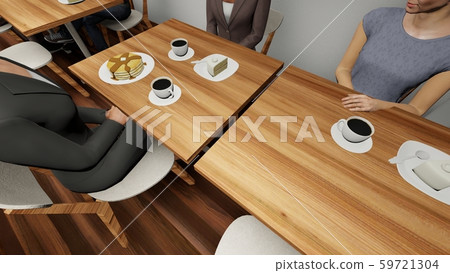 Café resting area wall white person illustration 41 59721304