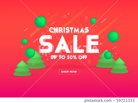 Web banner for Christmas sale. 3D depth and realistic festive objects. Web banner for Christmas sale. 3D depth and realistic festive objects. 59721333
