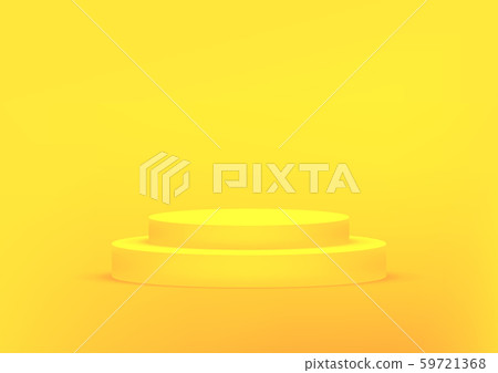 Empty podium studio yellow background for product display with copy space. Showroom shoot render. Empty podium studio yellow background for product display with copy space. Showroom shoot render. 59721368