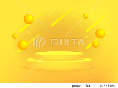 Empty podium studio yellow background for product display with copy space. Empty podium studio yellow background for product display with copy space. 59721369