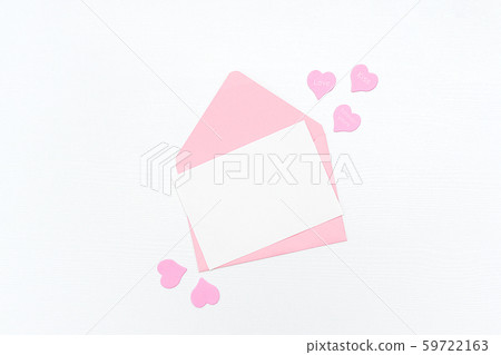 Love Letter. Pink envelope with white blank card 59722163