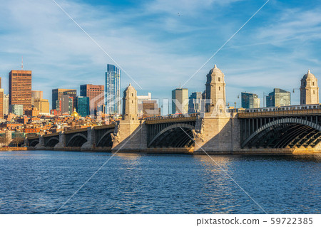 Longfellow Bridge over the charles river at the evening time, USA downtown skyline, United states of America, Architecture and building with transportation concept Longfellow Bridge over the charles river at the evening time, USA downtown skyline, United states of America, Architecture and building with transportation concept 59722385