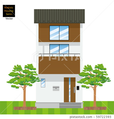 單戶住宅，單戶住宅圖（三層），種植，草坪background_my家，木製house_vector數據 59722393