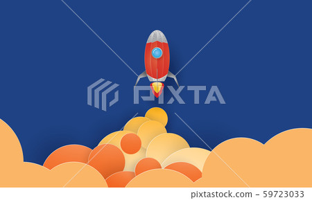 Rocket launch, Start up concept, Paper cut 59723033