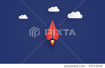 Red paper leader airplane flying in the sky, Concept inspiration business, Paper cut 59723036