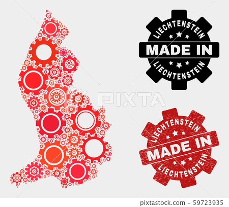Mosaic Liechtenstein Map of Cog Elements and Grunge Stamp Mosaic Liechtenstein Map of Cog Elements and Grunge Stamp 59723935