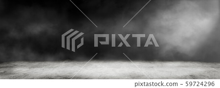 Studio dark room with white fog and concrete floor for interior decoration. 59724296